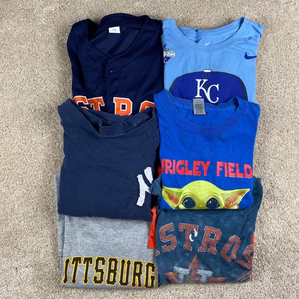 MLB Baseball Shirt Lot Mens Astros Altuve Pirates Clemente Yankees Mantle Royals
